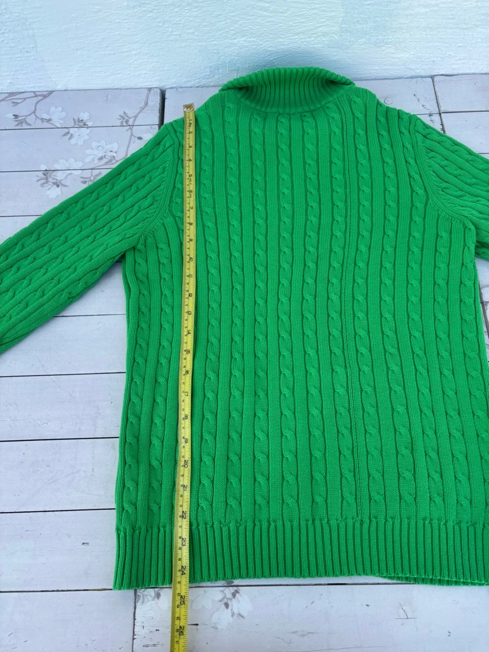 Ralph Lauren Bright Green Cable-Knit Zip Sweater - Picture 6 of 9